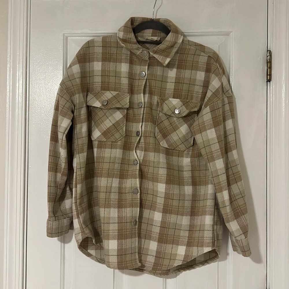 Altard state tan plaid flannel woman’s size small